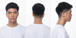 © Jade - Collage pack group of Asian Teenager man before make up hair style. no retouch, fresh face with nice and smooth skin. rear side back view Studio lighting white background isolated 360