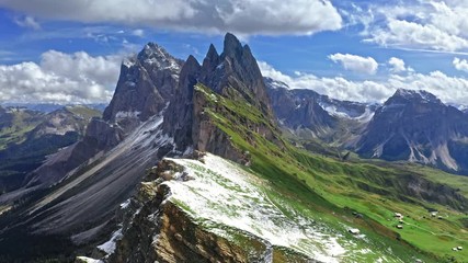 Wall Mural - areal view of seceda in south tyrol, dolomites