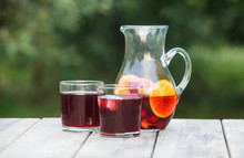 Refreshing Sangria Or Punch With Fruits In Pincher