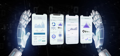 Wall Mural - application interface ui on a smartphone - 3d rendering