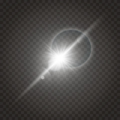 Wall Mural - Vector transparent sunlight special lens flare light effect. Sun flash with rays and spotlight