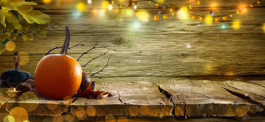 Autumn fruit on table