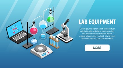 Laboratory Equipment Isometric Banner