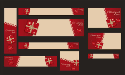 Sticker - Set of template, poster or banner design with 40% discount offer for Christmas sale.