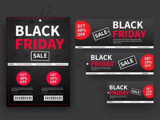 Wall Mural - collection of sale coupons or tags with different discount offers for black friday.
