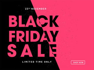 Wall Mural - website poster design for black friday sale. advertising, promotional banner in black and pink color