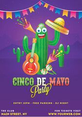 Wall Mural - Cinco De Mayo poster template. text and details customized for fiesta party with celebration elements.