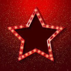 Wall Mural - Gold star on a festive red star