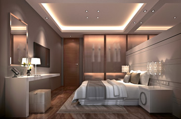 3d render of modern hotel room