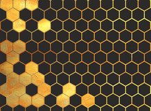Honeycomb Textured Pattern, Gold Print