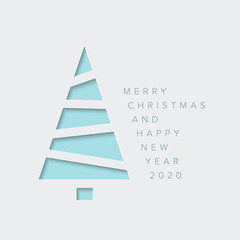 minimalistic christmas card with christmas tree