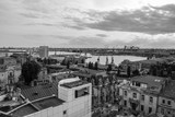 Fototapeta Boho - Constanta Romania view of the city and port. Black and white