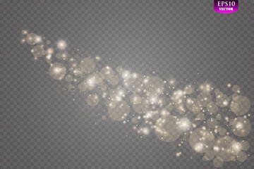 Wall Mural - the dust is yellow. yellow sparks and golden stars shine with special light. vector sparkles on a tr