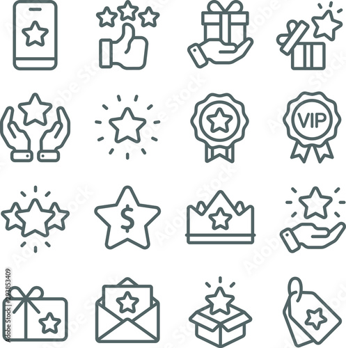 Fotomural Loyalty Program icons set vector illustration