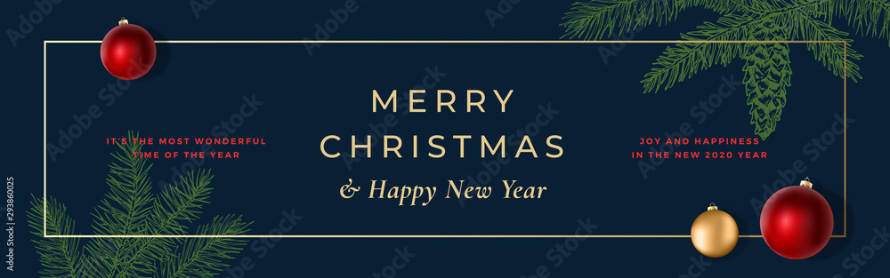 Merry Christmas Abstract Vector Frame Greeting Banner or Holiday Card ...