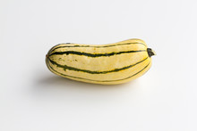 Fresh Delicata Squash Centered And Isolated On A White Background.