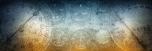  Mechanical And Steampunk Grunge Background. Abstract Old Conceptual Background On History, Steampunk, Industry, Science, Etc. Retro Style.