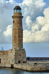 Poster - Historic lighthouse at the port of Rethymno, Crete island.