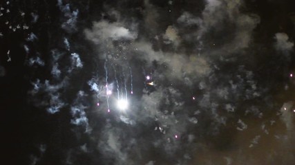 Wall Mural - Real, colorful fireworks on black background. Abstract, celebration, New Year´s Eve, Christmas, 4th of July, Independence Day, festivals