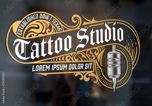 Vintage Tattoo Logo Layout With Gold Elements Buy This Stock Template And Explore Similar Templates At Adobe Stock Adobe Stock