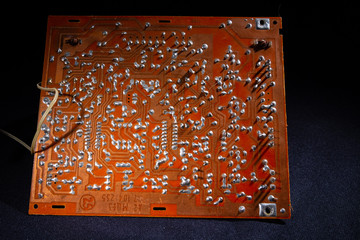 Closeup Electronic Circuit. Microchips and Electronic Elements