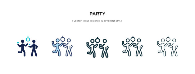 party icon in different style vector illustration. two colored and black party vector icons designed in filled, outline, line and stroke style can be used for web, mobile, ui