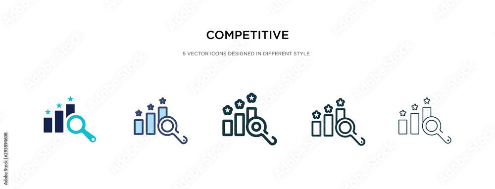 competitive icon in different style vector illustration. two colored and black competitive vector icons designed in filled, outline, line and stroke style can be used for web, mobile, ui - obrazy, fototapety, plakaty 