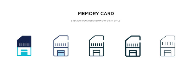 memory card icon in different style vector illustration. two colored and black memory card vector icons designed in filled, outline, line and stroke style can be used for web, mobile, ui