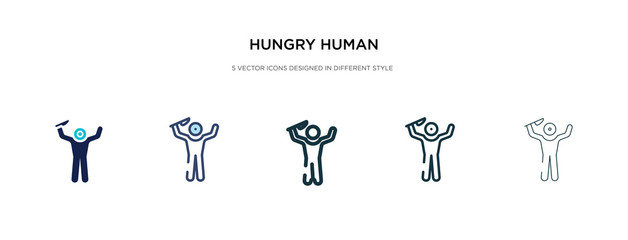 hungry human icon in different style vector illustration. two colored and black hungry human vector icons designed in filled, outline, line and stroke style can be used for web, mobile, ui