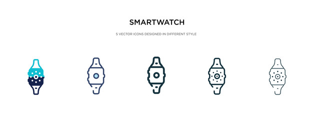 Wall Mural - smartwatch icon in different style vector illustration. two colored and black smartwatch vector icons designed in filled, outline, line and stroke style can be used for web, mobile, ui