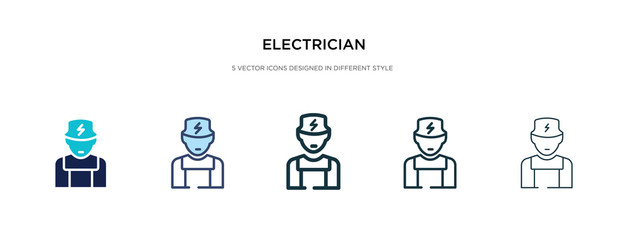 electrician icon in different style vector illustration. two colored and black electrician vector icons designed in filled, outline, line and stroke style can be used for web, mobile, ui