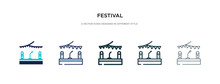 Festival Icon In Different Style Vector Illustration. Two Colored And Black Festival Vector Icons Designed In Filled, Outline, Line And Stroke Style Can Be Used For Web, Mobile, Ui