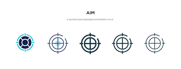 aim icon in different style vector illustration. two colored and black aim vector icons designed in 