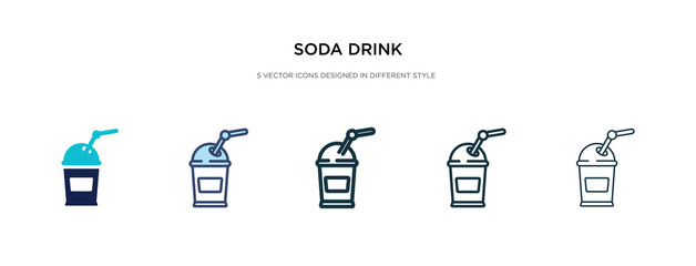 Wall Mural - soda drink icon in different style vector illustration. two colored and black soda drink vector icons designed in filled, outline, line and stroke style can be used for web, mobile, ui