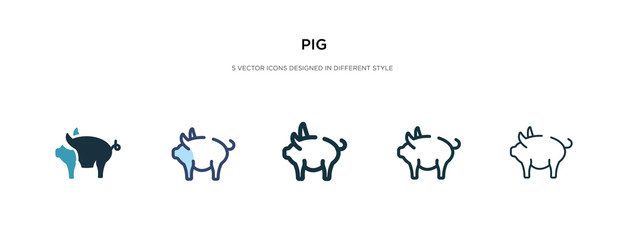 pig icon in different style vector illustration. two colored and black pig vector icons designed in filled, outline, line and stroke style can be used for web, mobile, ui