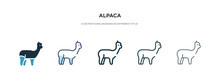 Alpaca Icon In Different Style Vector Illustration. Two Colored And Black Alpaca Vector Icons Designed In Filled, Outline, Line And Stroke Style Can Be Used For Web, Mobile, Ui