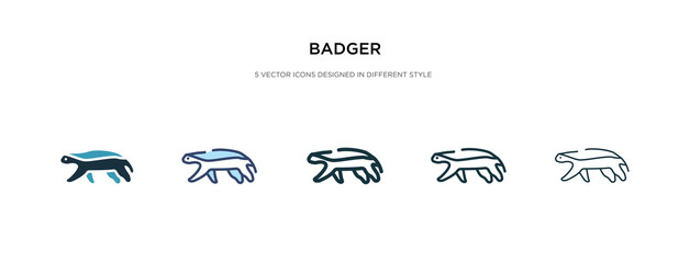 Wall Mural - badger icon in different style vector illustration. two colored and black badger vector icons designed in filled, outline, line and stroke style can be used for web, mobile, ui