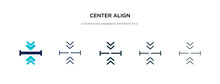 Center Align Icon In Different Style Vector Illustration. Two Colored And Black Center Align Vector Icons Designed In Filled, Outline, Line And Stroke Style Can Be Used For Web, Mobile, Ui