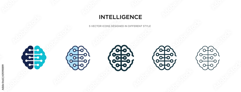 intelligence icon in different style vector illustration. two colored and black intelligence vector icons designed in filled, outline, line and stroke style can be used for web, mobile, ui - obrazy, fototapety, plakaty 
