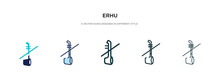 Erhu Icon In Different Style Vector Illustration. Two Colored And Black Erhu Vector Icons Designed In Filled, Outline, Line And Stroke Style Can Be Used For Web, Mobile, Ui