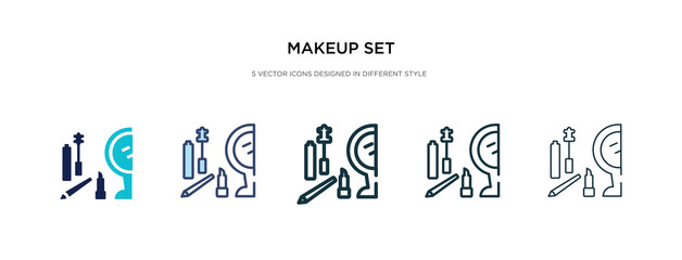 Wall Mural - makeup set icon in different style vector illustration. two colored and black makeup set vector icons designed in filled, outline, line and stroke style can be used for web, mobile, ui