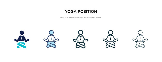 Wall Mural - yoga position icon in different style vector illustration. two colored and black yoga position vector icons designed in filled, outline, line and stroke style can be used for web, mobile, ui