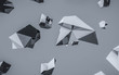 Abstract polygonal blue and grey space low poly dark background 3d render illustration