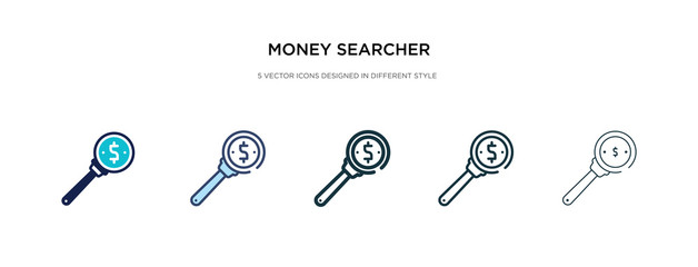 Wall Mural - money searcher icon in different style vector illustration. two colored and black money searcher vec