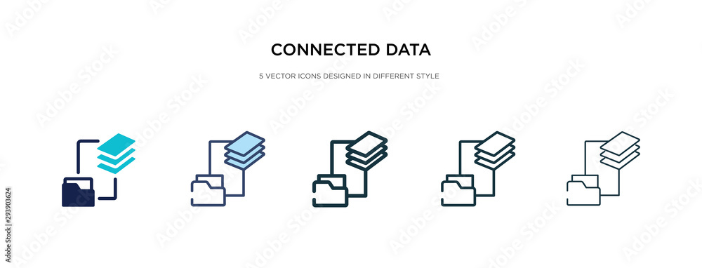 connected data icon in different style vector illustration. two colored and black connected data vector icons designed in filled, outline, line and stroke style can be used for web, mobile, ui - obrazy, fototapety, plakaty 