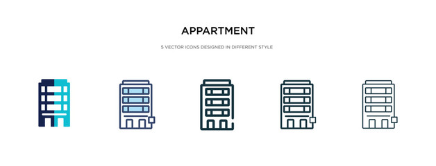 Wall Mural - appartment icon in different style vector illustration. two colored and black appartment vector icons designed in filled, outline, line and stroke style can be used for web, mobile, ui