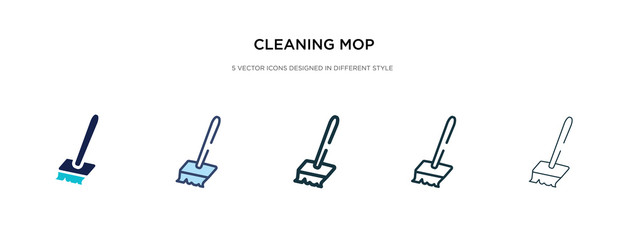 Wall Mural - cleaning mop icon in different style vector illustration. two colored and black cleaning mop vector icons designed in filled, outline, line and stroke style can be used for web, mobile, ui