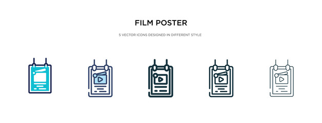 film poster icon in different style vector illustration. two colored and black film poster vector icons designed in filled, outline, line and stroke style can be used for web, mobile, ui