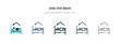 shelter beds icon in different style vector illustration. two colored and black shelter beds vector icons designed in filled, outline, line and stroke style can be used for web, mobile, ui