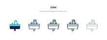 Sink Icon In Different Style Vector Illustration. Two Colored And Black Sink Vector Icons Designed In Filled, Outline, Line And Stroke Style Can Be Used For Web, Mobile, Ui